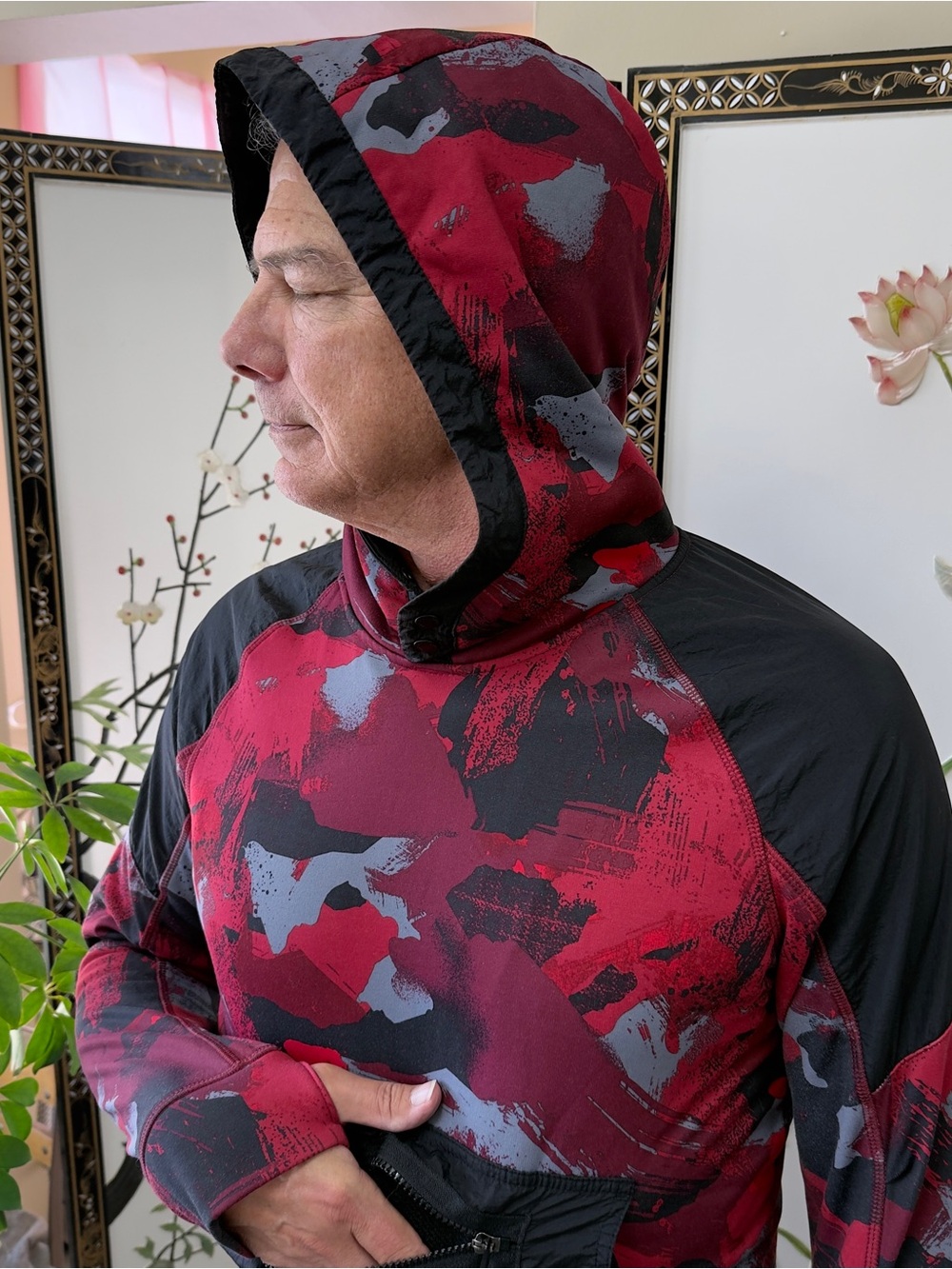 Red Camo Hooded Active Jacket cropped